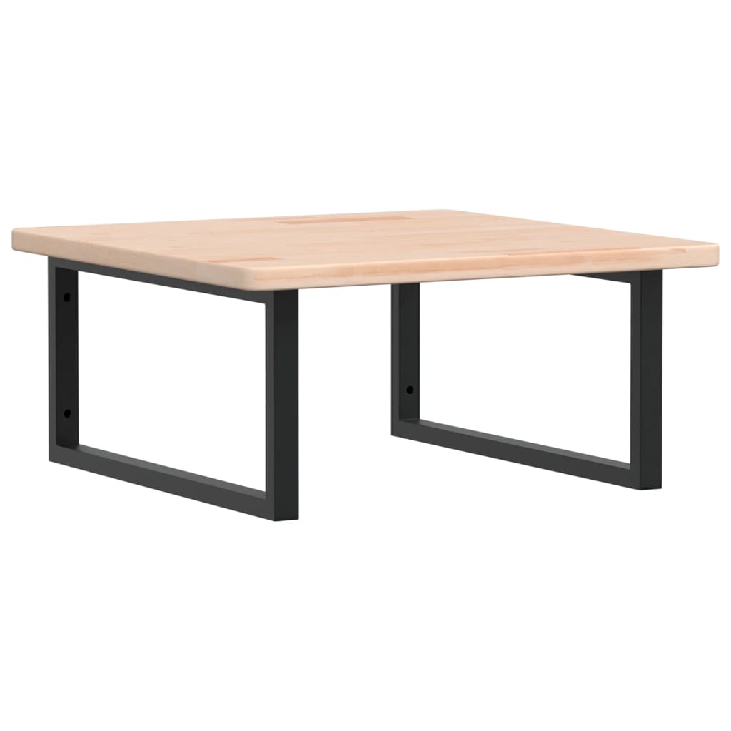 Badeværelseshylde Stål Og Massivt Egetræ Brun Og Sort