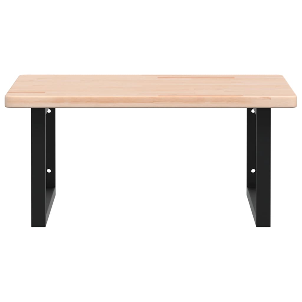 Badeværelseshylde Stål Og Massivt Egetræ Brun Og Sort