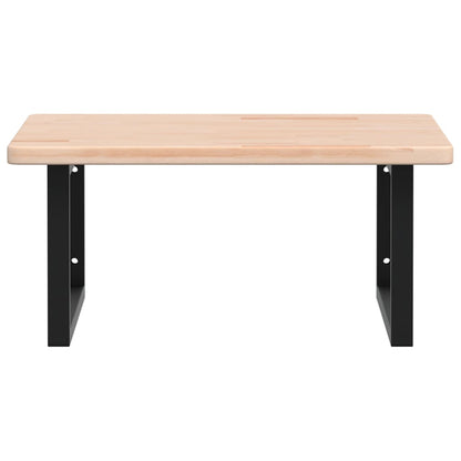 Badeværelseshylde Stål Og Massivt Egetræ Brun Og Sort