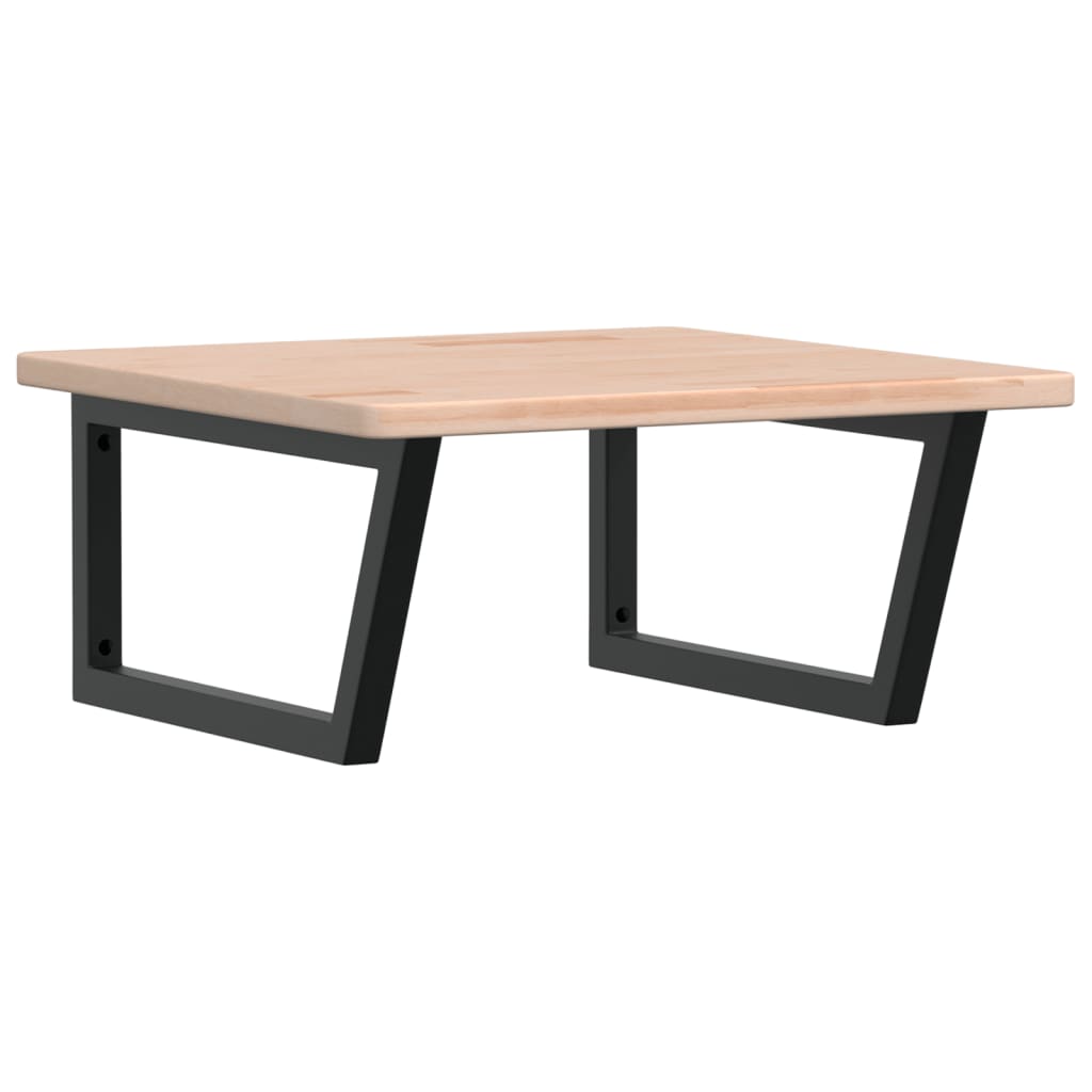 Badeværelseshylde Stål Og Massivt Egetræ Brun Og Sort