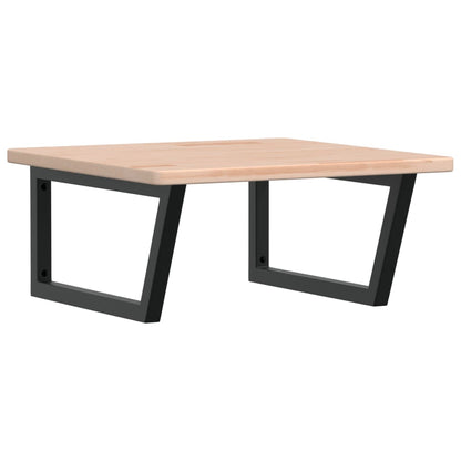 Badeværelseshylde Stål Og Massivt Egetræ Brun Og Sort