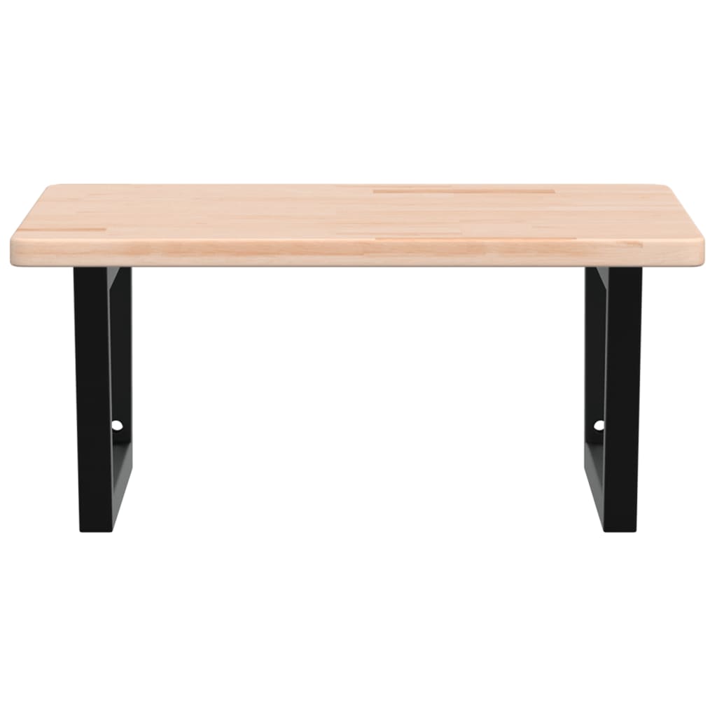 Badeværelseshylde Stål Og Massivt Egetræ Brun Og Sort