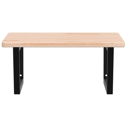 Badeværelseshylde Stål Og Massivt Egetræ Brun Og Sort