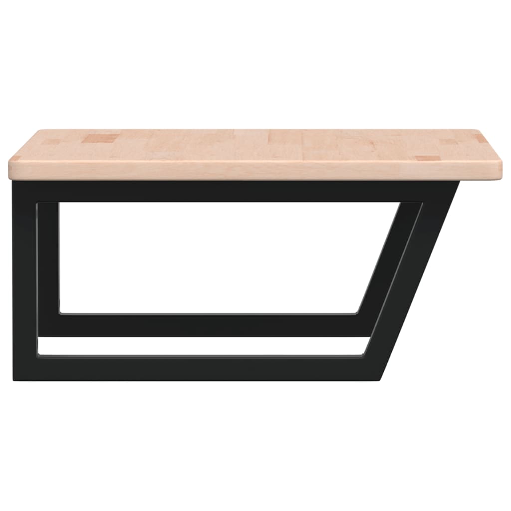 Badeværelseshylde Stål Og Massivt Egetræ Brun Og Sort