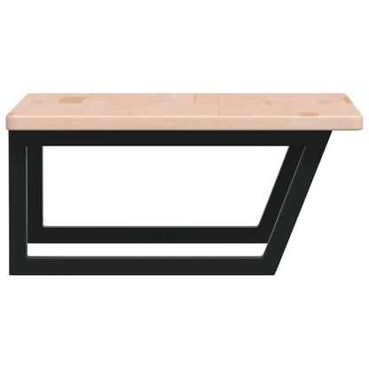 Badeværelseshylde Stål Og Massivt Egetræ Brun Og Sort