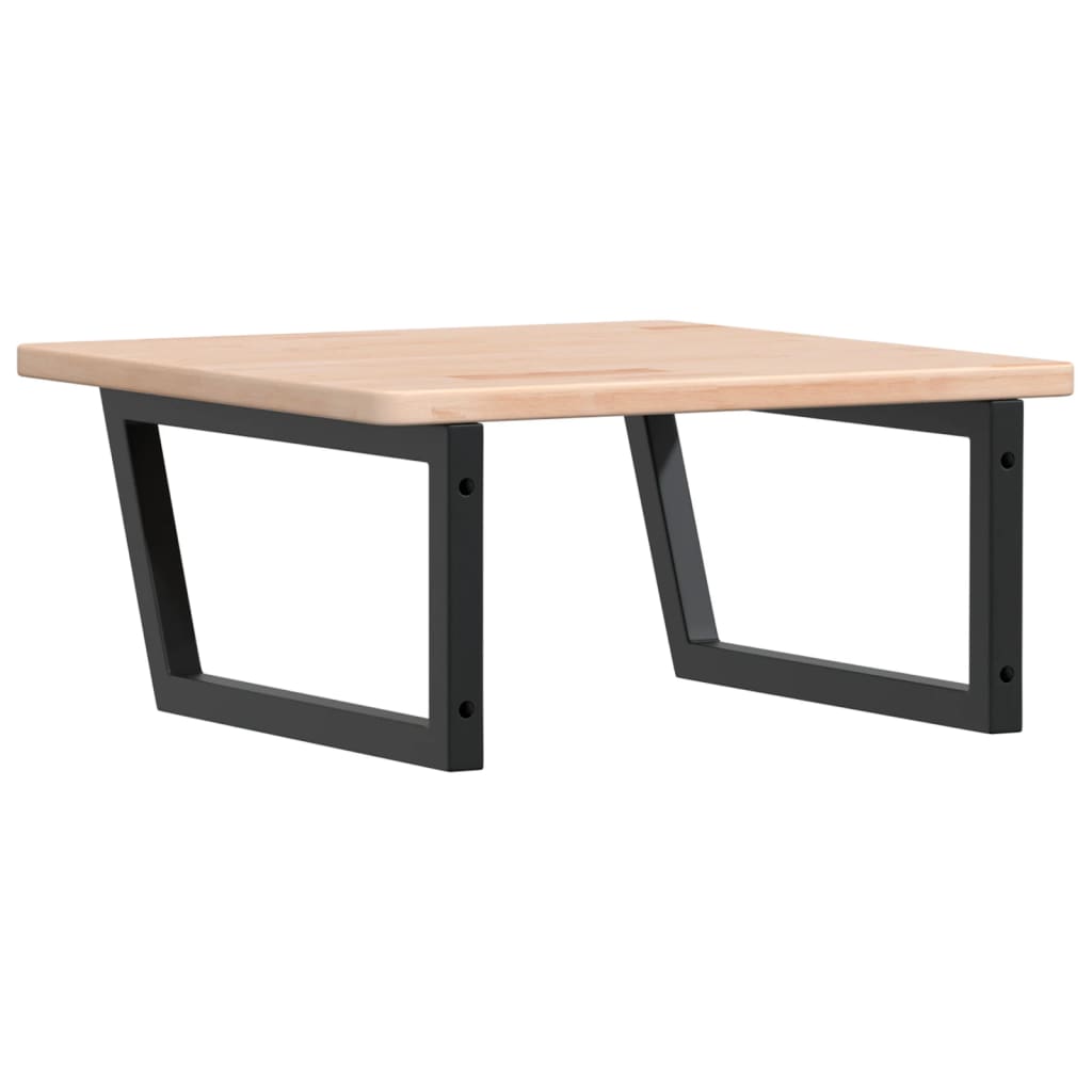 Badeværelseshylde Stål Og Massivt Egetræ Brun Og Sort