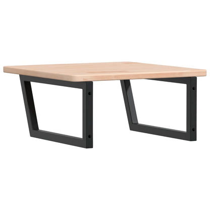 Badeværelseshylde Stål Og Massivt Egetræ Brun Og Sort