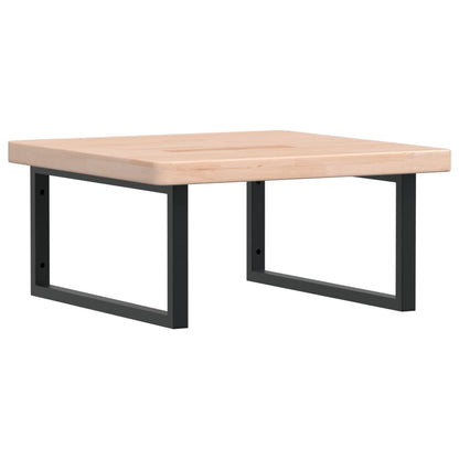 Badeværelseshylde Stål Og Massivt Egetræ Brun Og Sort