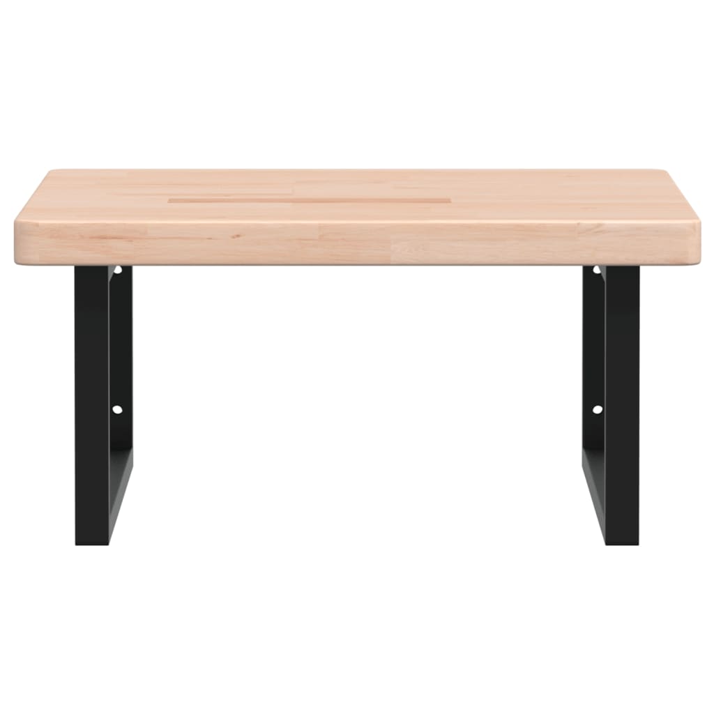 Badeværelseshylde Stål Og Massivt Egetræ Brun Og Sort