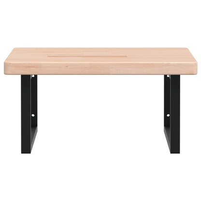 Badeværelseshylde Stål Og Massivt Egetræ Brun Og Sort