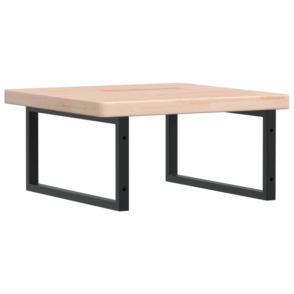 Badeværelseshylde Stål Og Massivt Egetræ Brun Og Sort