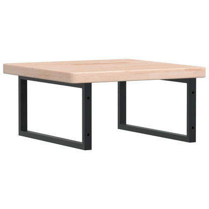 Badeværelseshylde Stål Og Massivt Egetræ Brun Og Sort