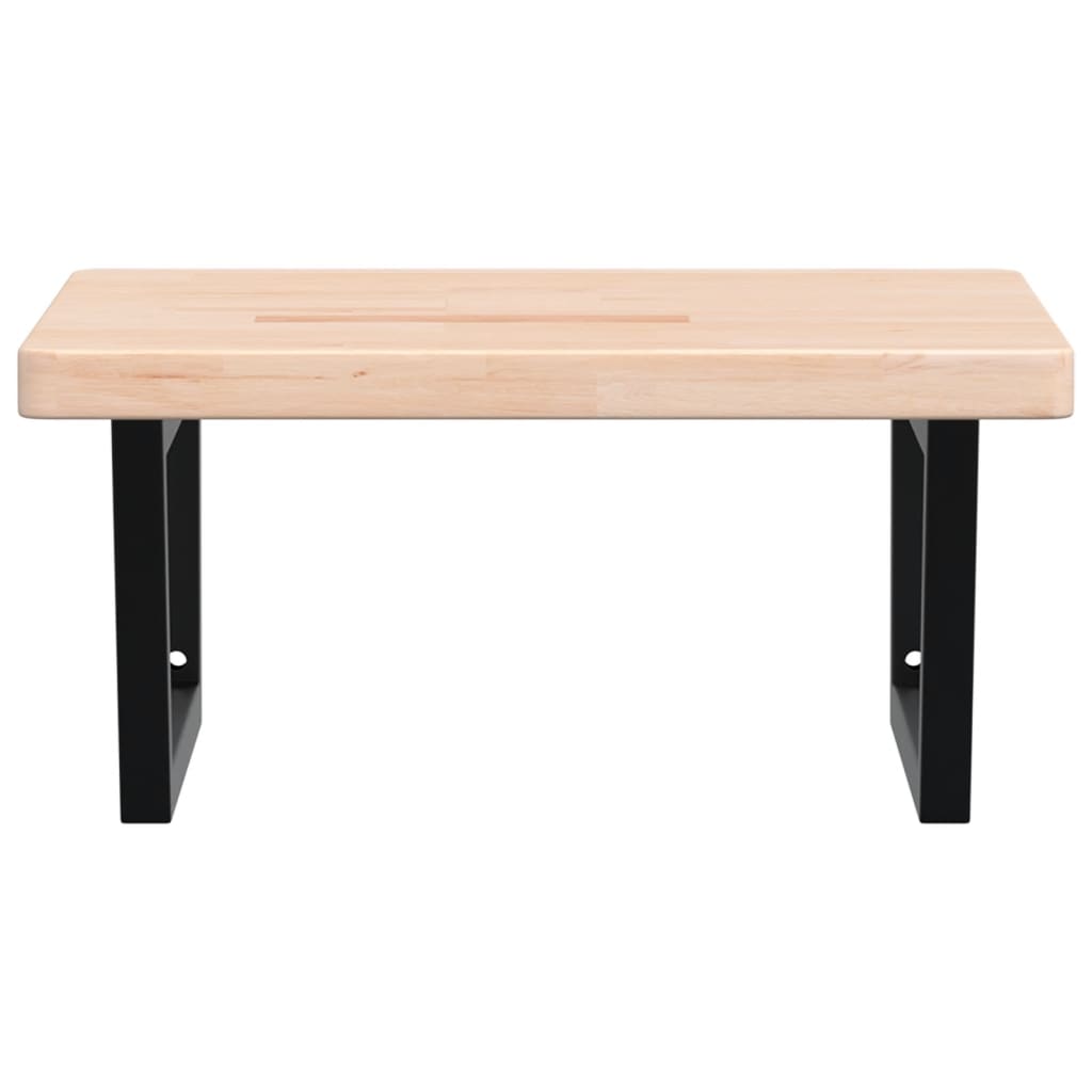 Badeværelseshylde Stål Og Massivt Egetræ Brun Og Sort