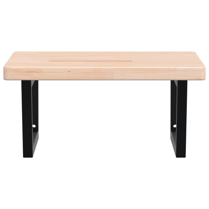 Badeværelseshylde Stål Og Massivt Egetræ Brun Og Sort