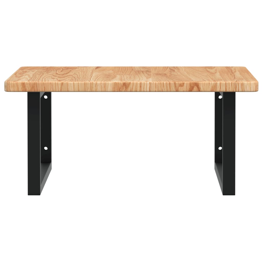 Badeværelseshylde Stål Og Massivt Egetræ Lysebrun Og Sort