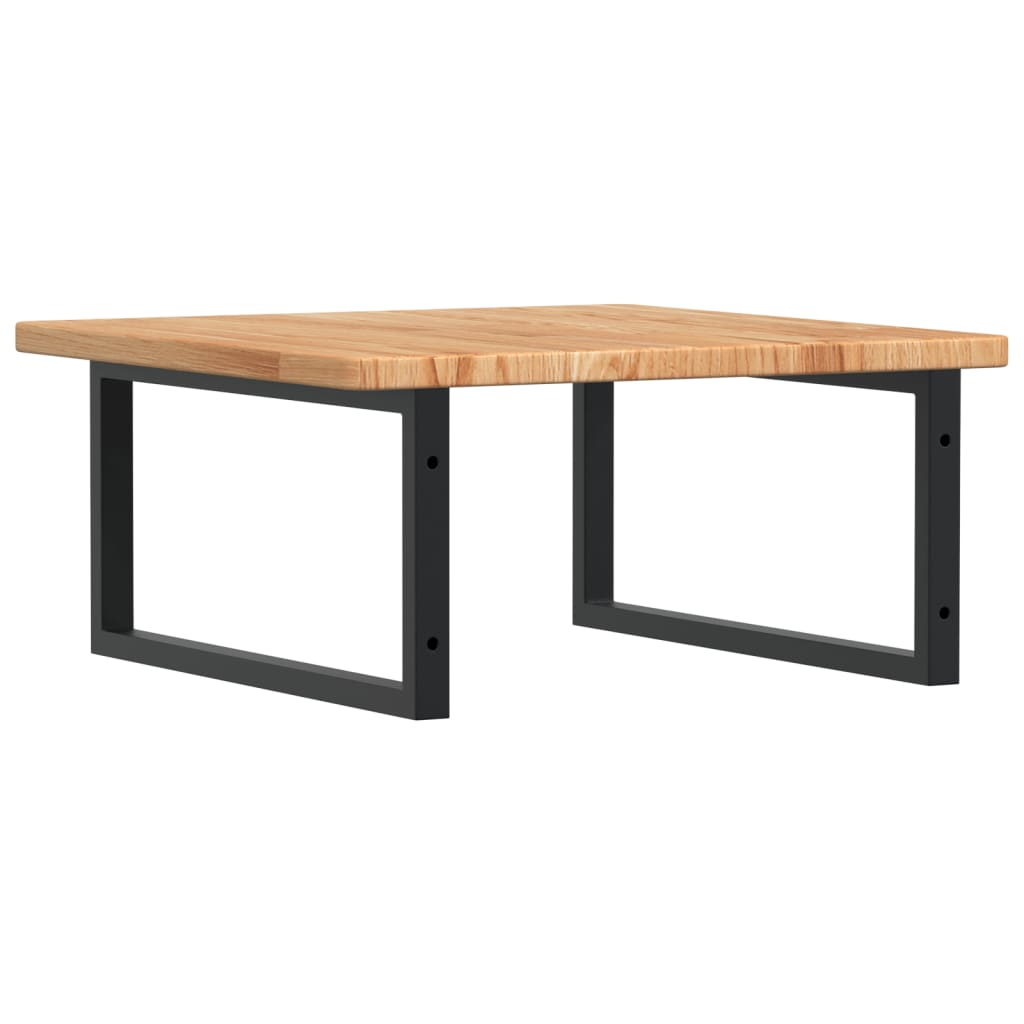 Badeværelseshylde Stål Og Massivt Egetræ Lysebrun Og Sort