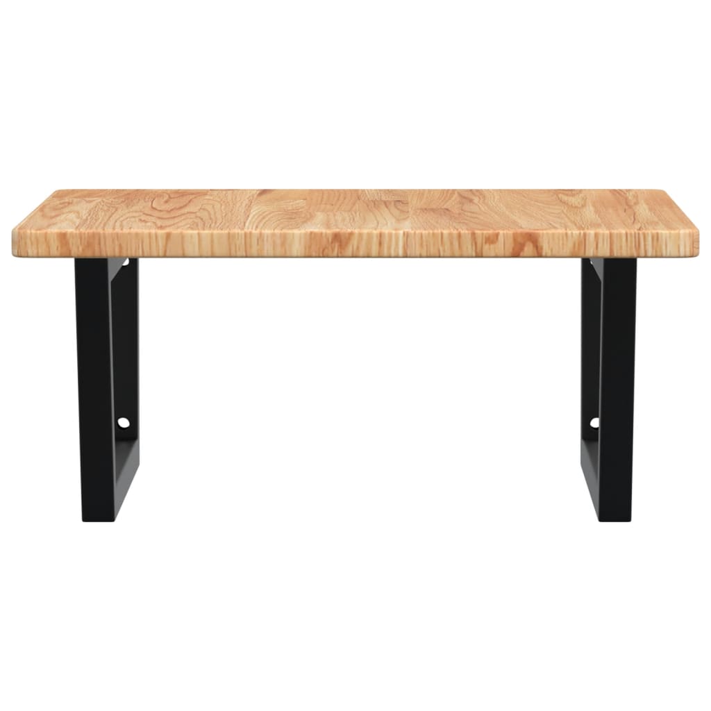 Badeværelseshylde Stål Og Massivt Egetræ Lysebrun Og Sort