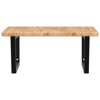 Badeværelseshylde Stål Og Massivt Egetræ Lysebrun Og Sort