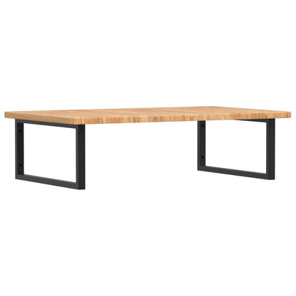 Badeværelseshylde Stål Og Massivt Egetræ Lysebrun Og Sort