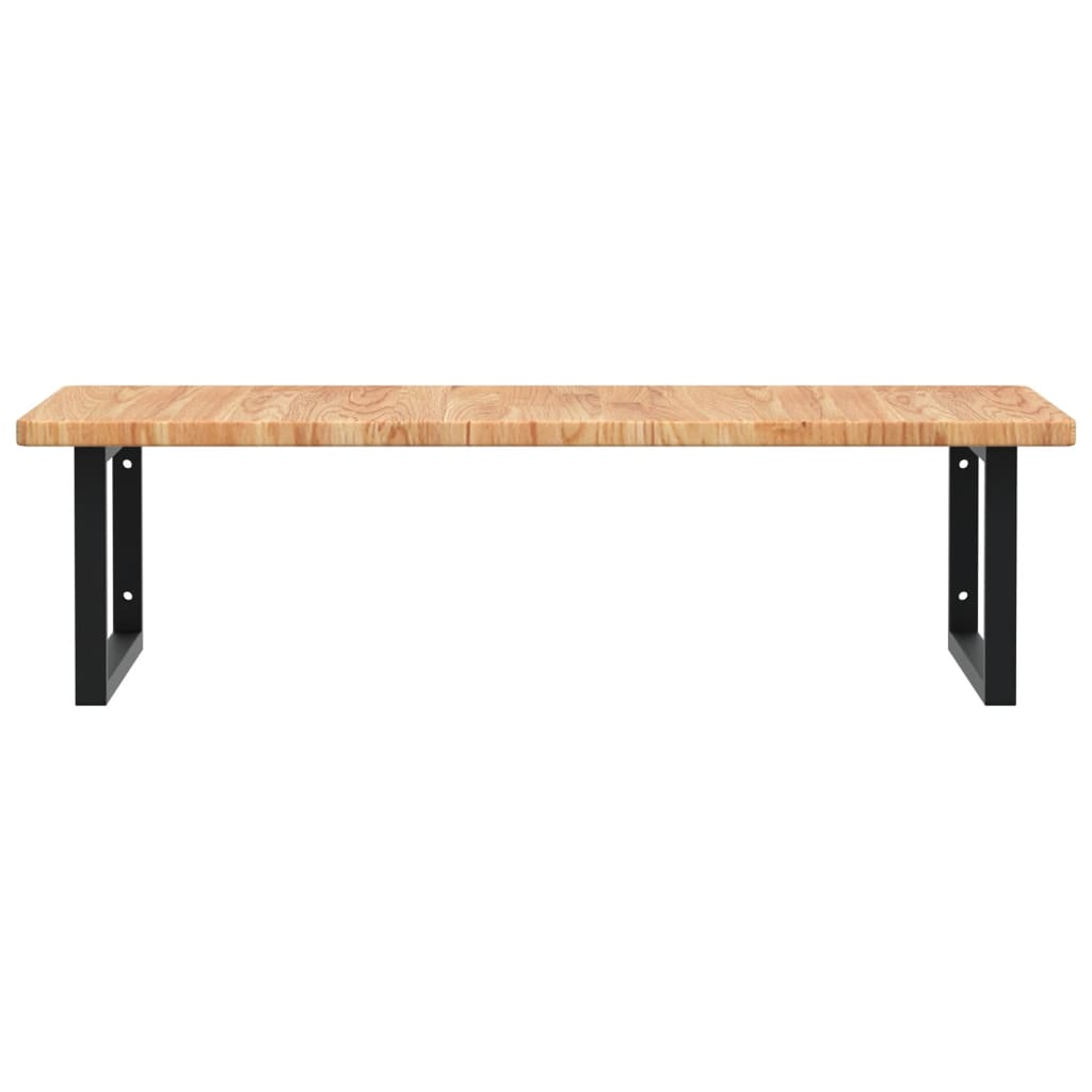 Badeværelseshylde Stål Og Massivt Egetræ Lysebrun Og Sort