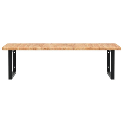 Badeværelseshylde Stål Og Massivt Egetræ Lysebrun Og Sort