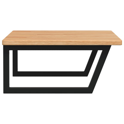 Badeværelseshylde Stål Og Massivt Egetræ Lysebrun Og Sort