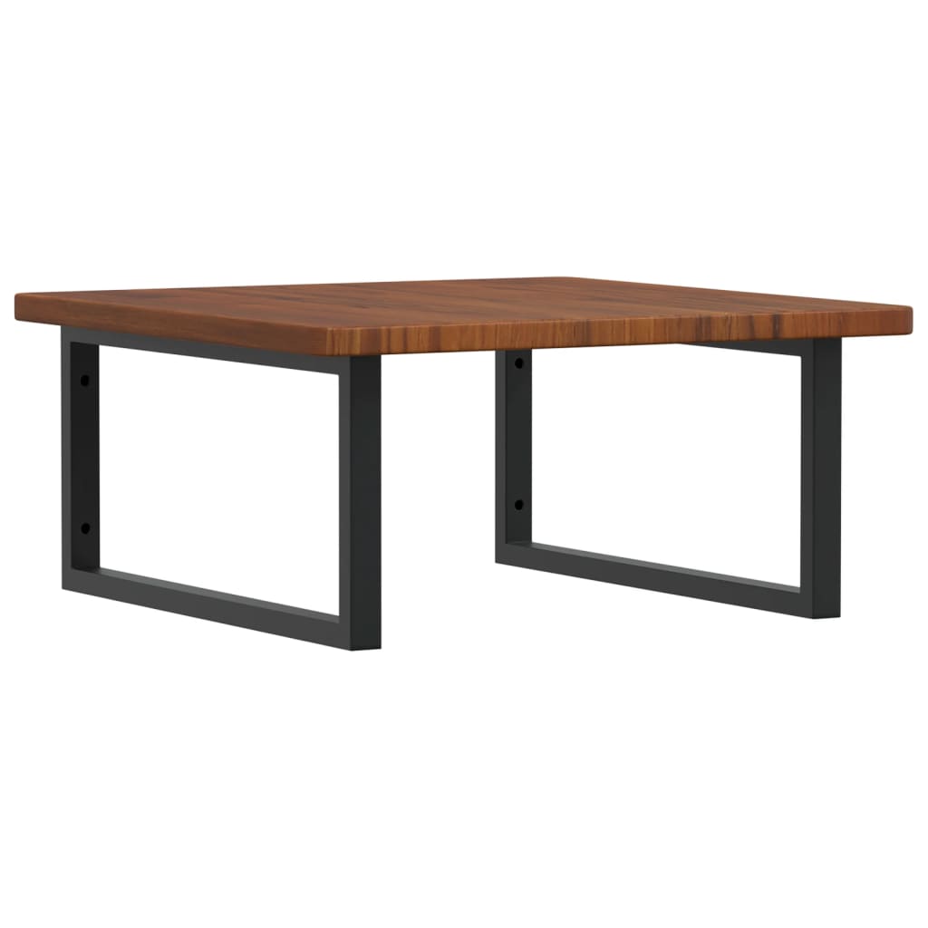 Badeværelseshylde Stål Og Massivt Egetræ Mørkebrun Og Sort