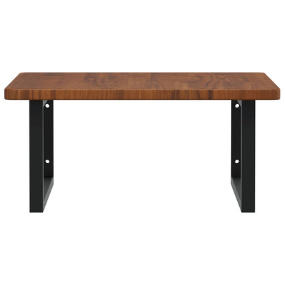 Badeværelseshylde Stål Og Massivt Egetræ Mørkebrun Og Sort