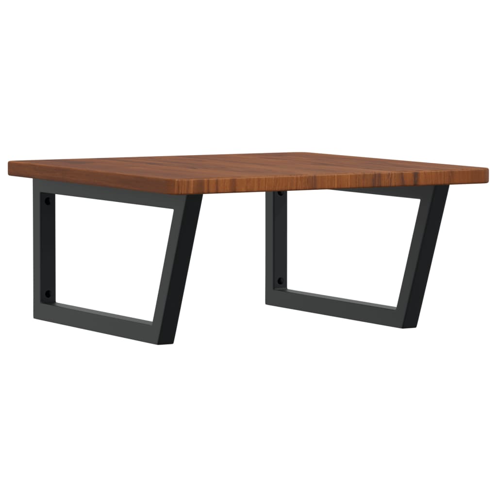 Badeværelseshylde Stål Og Massivt Egetræ Mørkebrun Og Sort