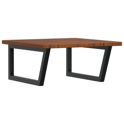 Badeværelseshylde Stål Og Massivt Egetræ Mørkebrun Og Sort