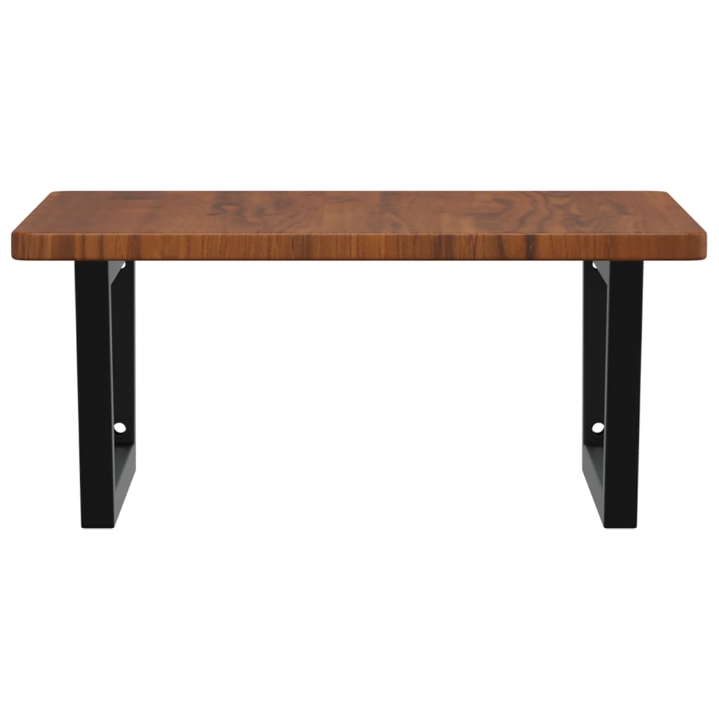 Badeværelseshylde Stål Og Massivt Egetræ Mørkebrun Og Sort