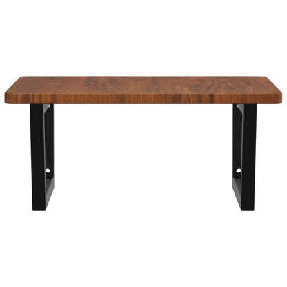 Badeværelseshylde Stål Og Massivt Egetræ Mørkebrun Og Sort