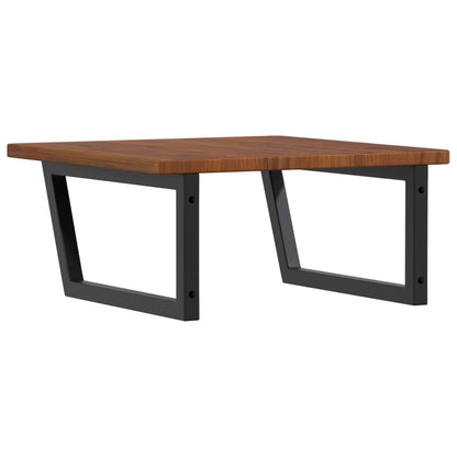 Badeværelseshylde Stål Og Massivt Egetræ Mørkebrun Og Sort