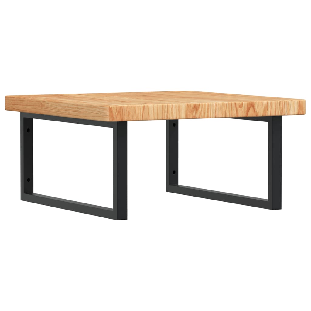 Badeværelseshylde Stål Og Massivt Egetræ Lysebrun Og Sort