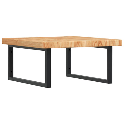 Badeværelseshylde Stål Og Massivt Egetræ Lysebrun Og Sort