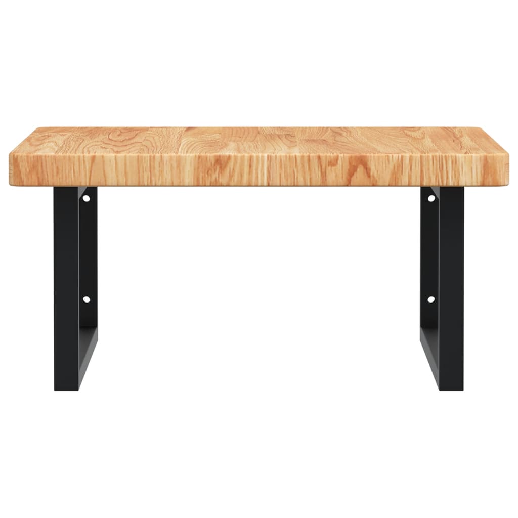 Badeværelseshylde Stål Og Massivt Egetræ Lysebrun Og Sort