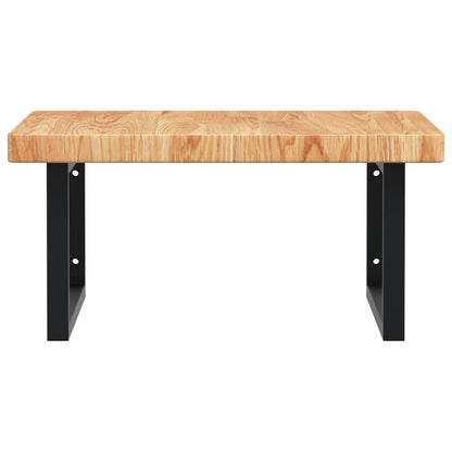 Badeværelseshylde Stål Og Massivt Egetræ Lysebrun Og Sort