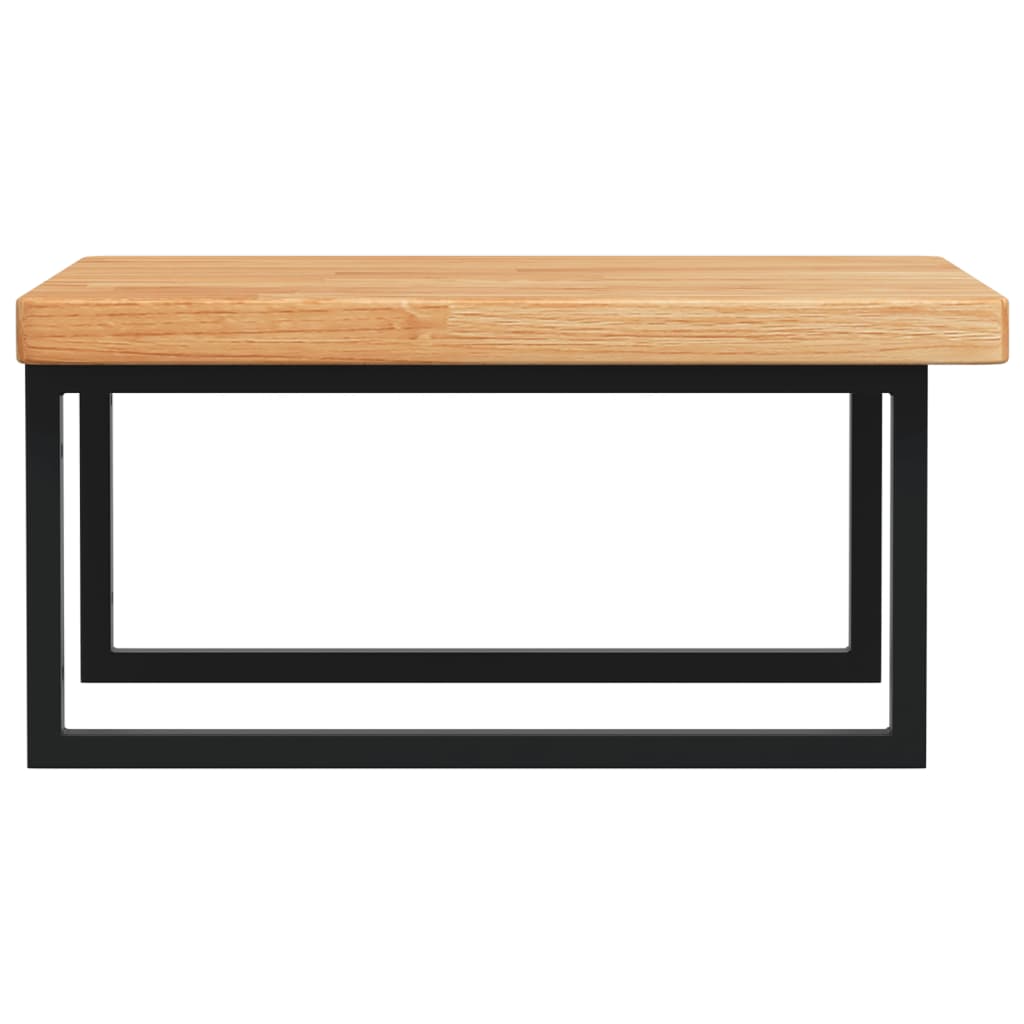 Badeværelseshylde Stål Og Massivt Egetræ Lysebrun Og Sort