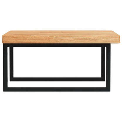 Badeværelseshylde Stål Og Massivt Egetræ Lysebrun Og Sort