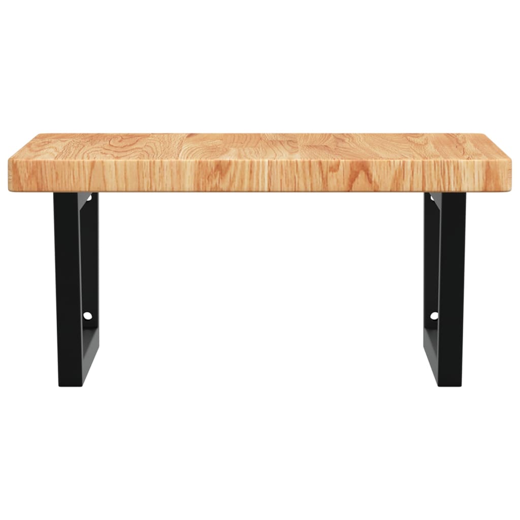 Badeværelseshylde Stål Og Massivt Egetræ Lysebrun Og Sort