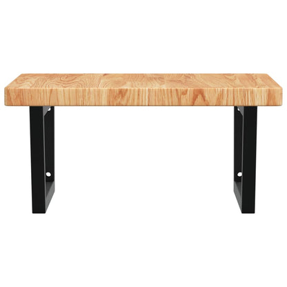 Badeværelseshylde Stål Og Massivt Egetræ Lysebrun Og Sort