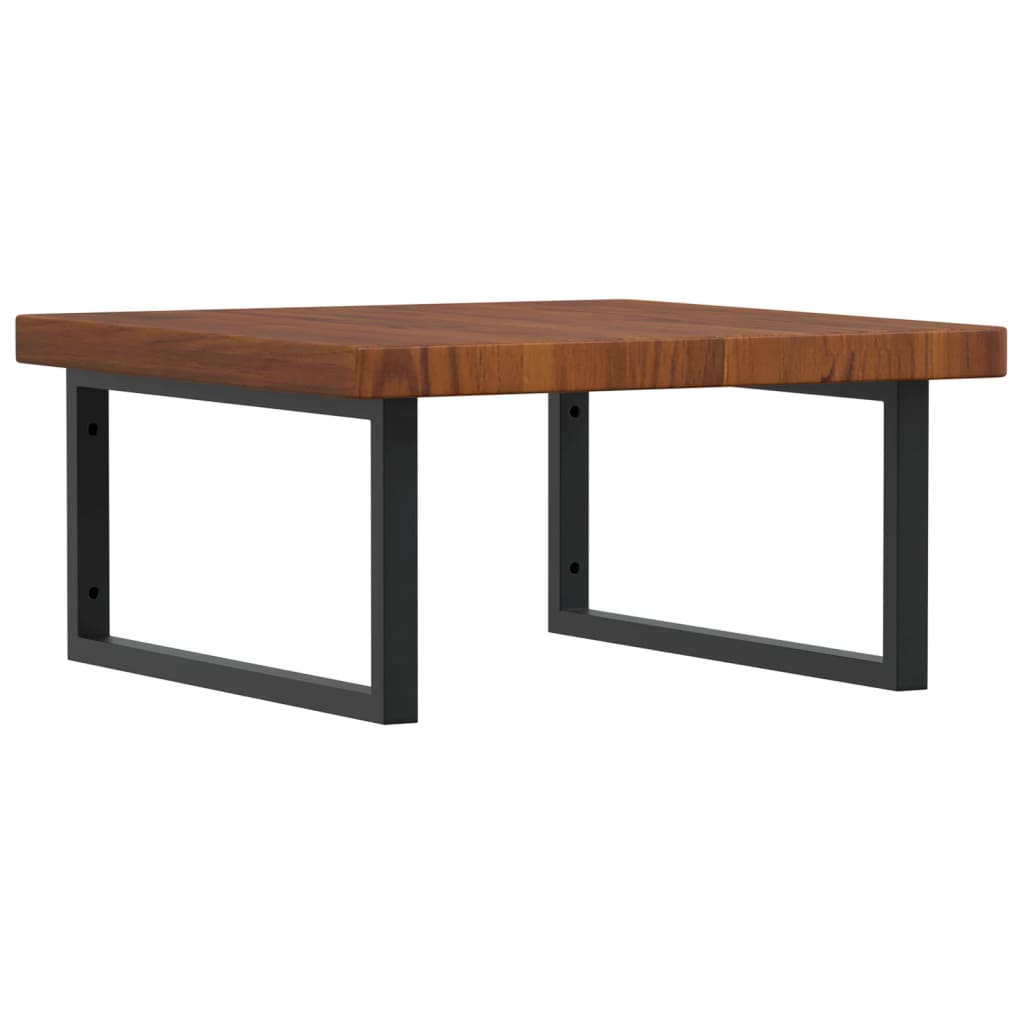 Badeværelseshylde Stål Og Massivt Egetræ Mørkebrun Og Sort