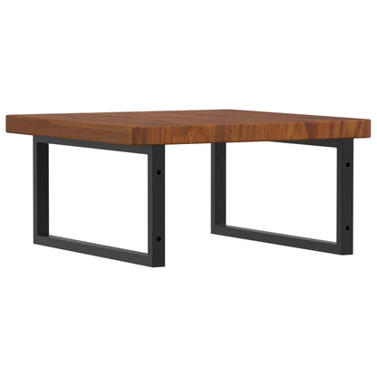 Badeværelseshylde Stål Og Massivt Egetræ Mørkebrun Og Sort