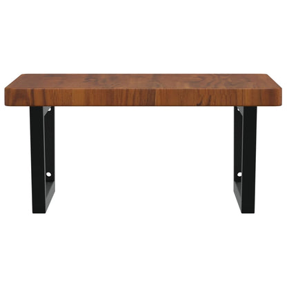 Badeværelseshylde Stål Og Massivt Egetræ Mørkebrun Og Sort