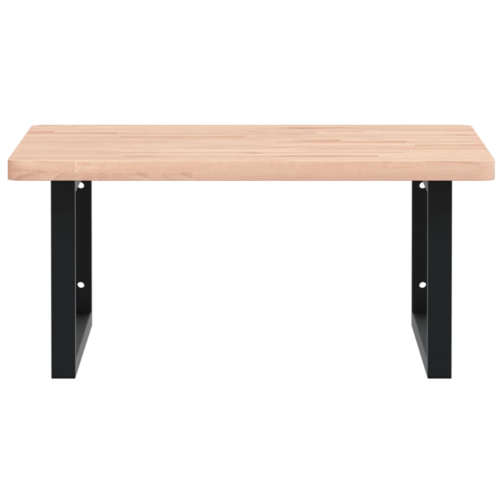 Badeværelseshylde Stål Og Massivt Bøgetræ Brun Og Sort