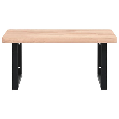 Badeværelseshylde Stål Og Massivt Bøgetræ Brun Og Sort