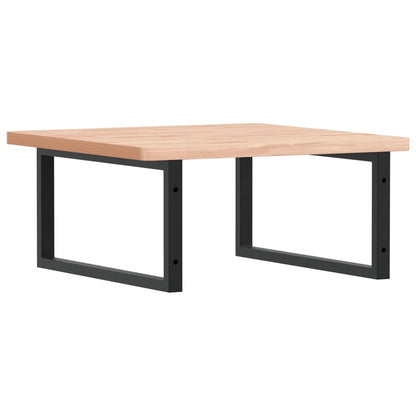 Badeværelseshylde Stål Og Massivt Bøgetræ Brun Og Sort