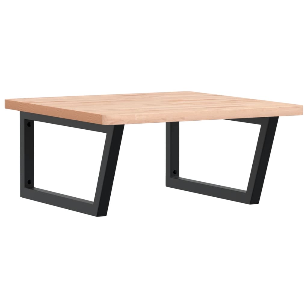 Badeværelseshylde Stål Og Massivt Bøgetræ Brun Og Sort