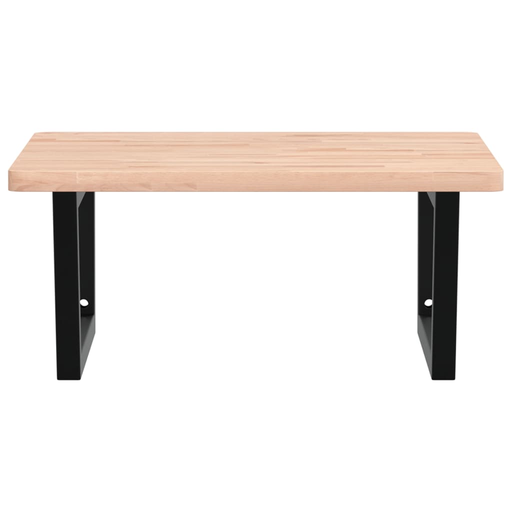 Badeværelseshylde Stål Og Massivt Bøgetræ Brun Og Sort