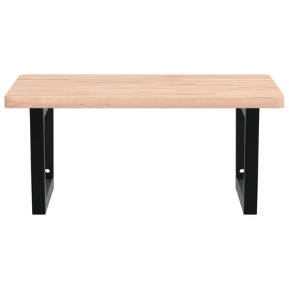 Badeværelseshylde Stål Og Massivt Bøgetræ Brun Og Sort